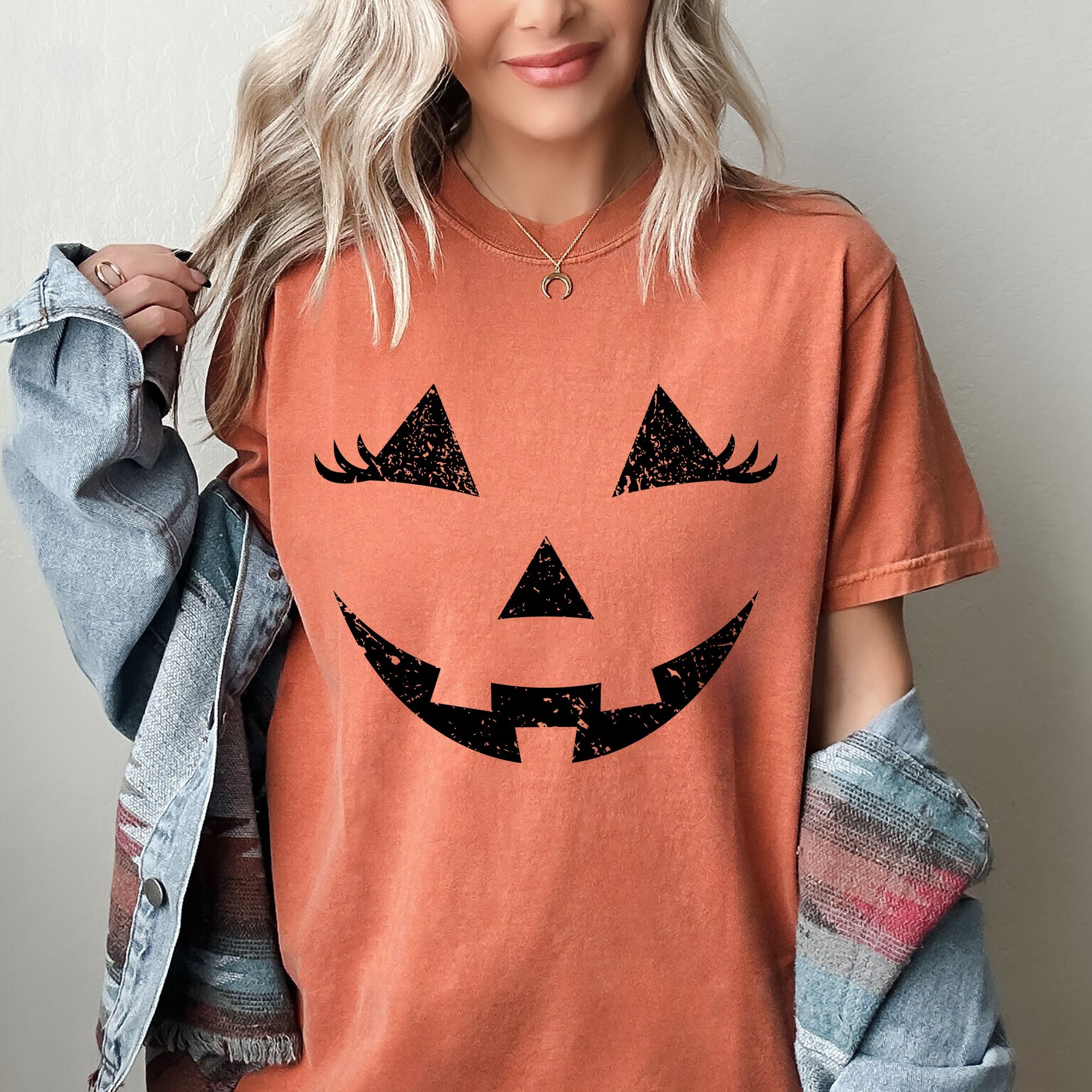 Jack-O-Lantern Girl Pumpkin Witch Halloween Spooky Trick Or Treat Costume Graphic Comfort Colors Tee by Refinery No. 1