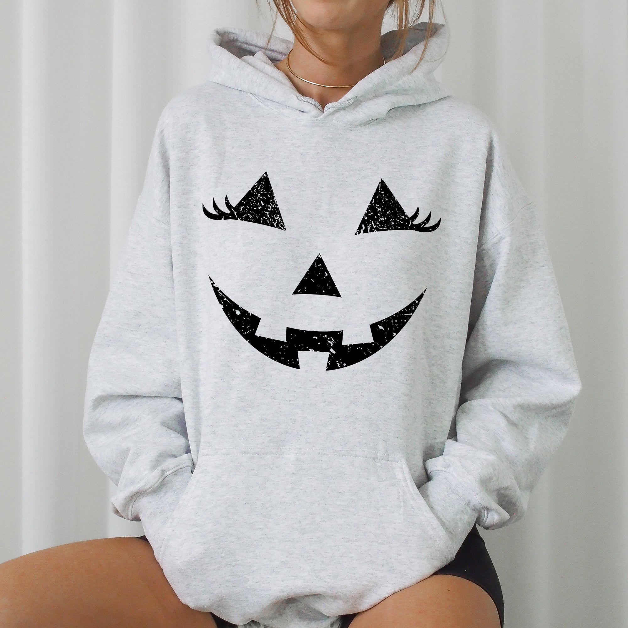 Jack-O-Lantern Girl Pumpkin Halloween Spooky Trick Or Treat Witch Hooded Sweatshirt by Refinery No. 1