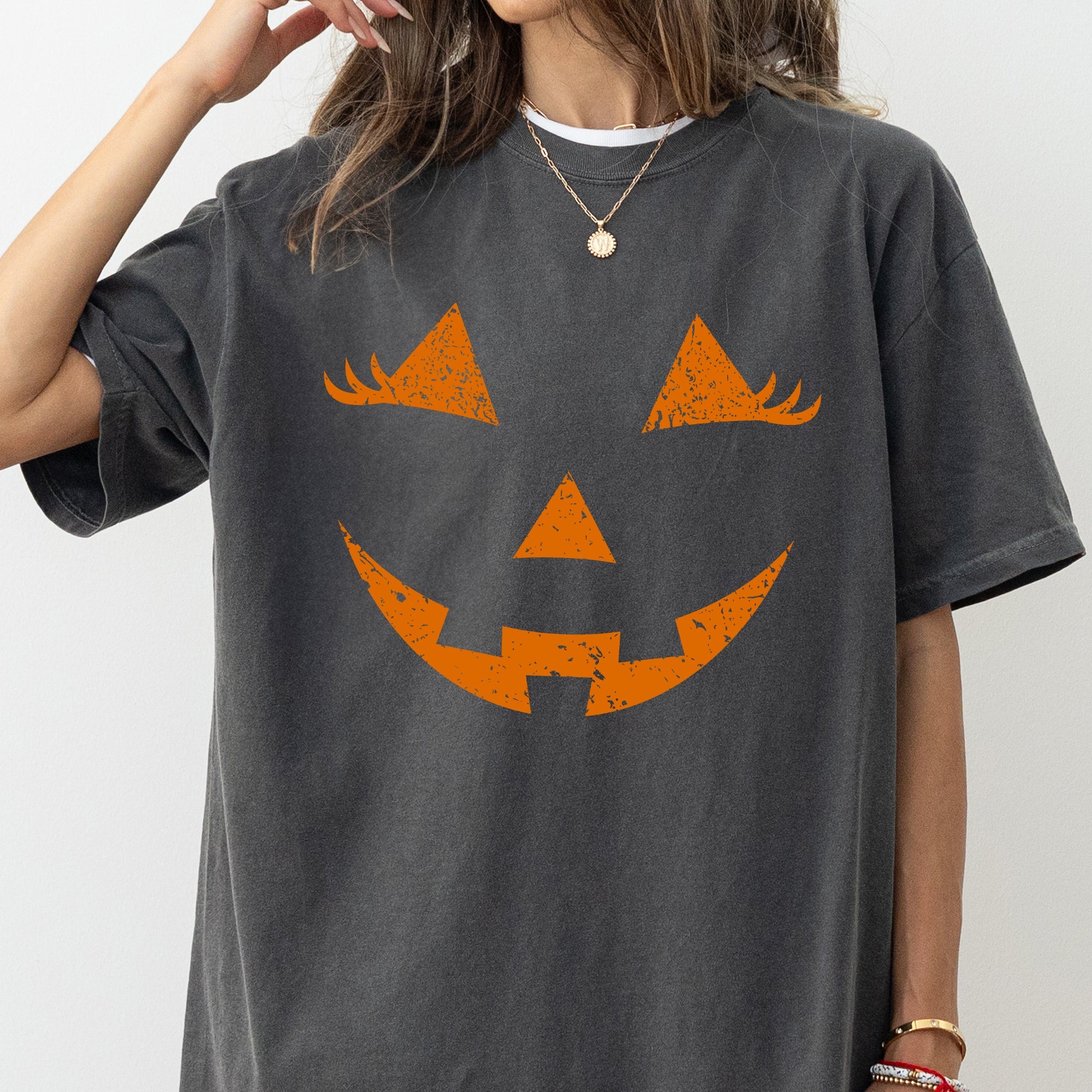 Jack-O-Lantern Girl Pumpkin Witch Halloween Spooky Trick Or Treat Costume Graphic Comfort Colors Tee by Refinery No. 1