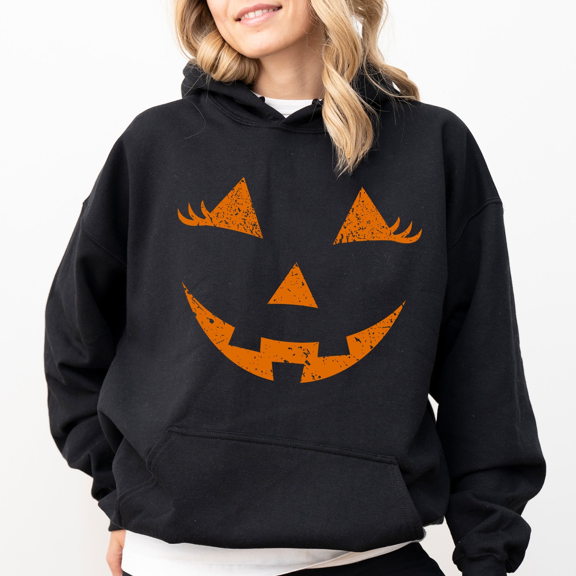 Jack-O-Lantern Girl Pumpkin Halloween Spooky Trick Or Treat Witch Hooded Sweatshirt by Refinery No. 1