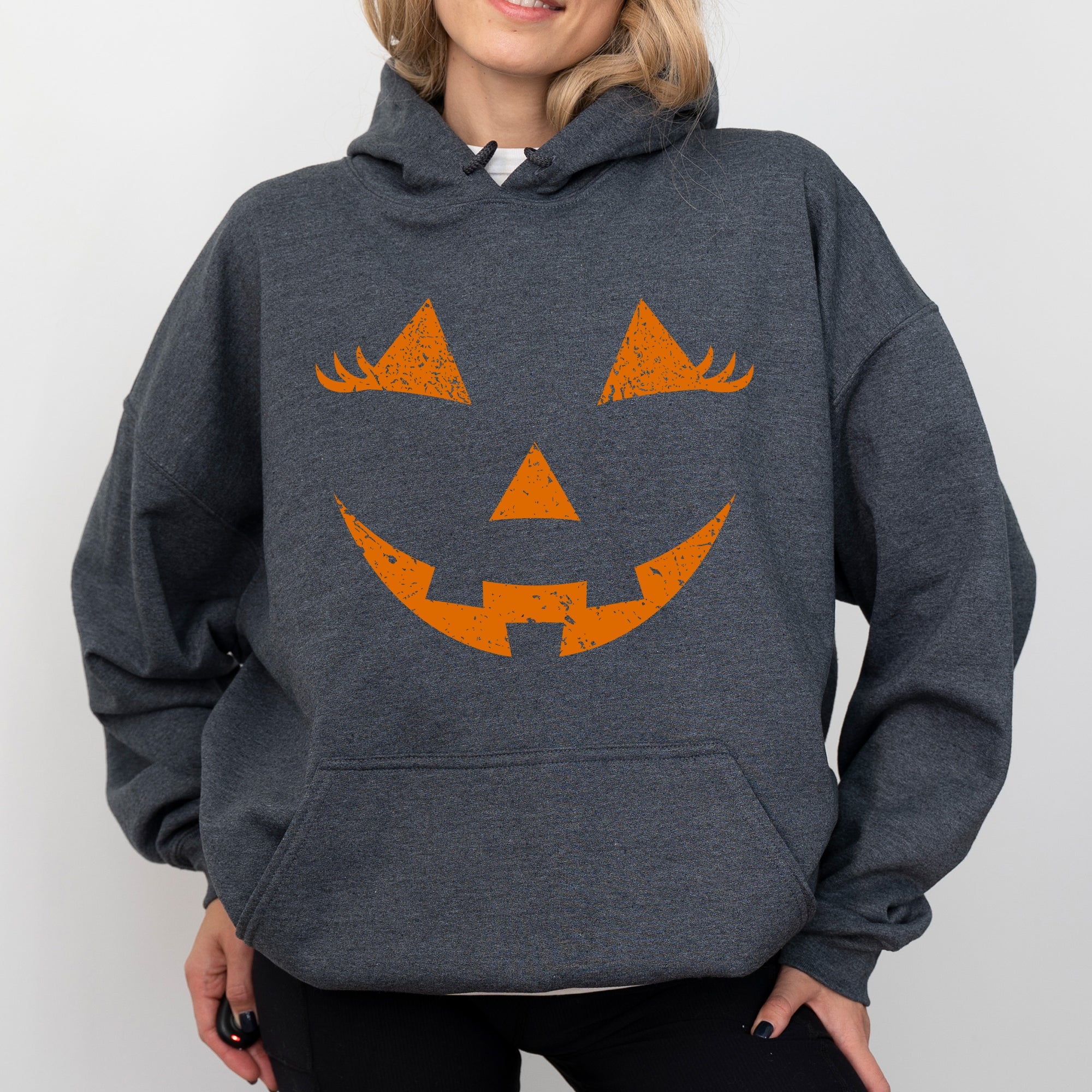 Jack-O-Lantern Girl Pumpkin Halloween Spooky Trick Or Treat Witch Hooded Sweatshirt by Refinery No. 1