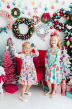 Jingle Saurus L/S Pocket Twirl Dress by Mila & Rose ®