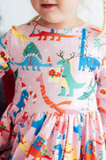 Jingle Saurus L/S Pocket Twirl Dress by Mila & Rose ®