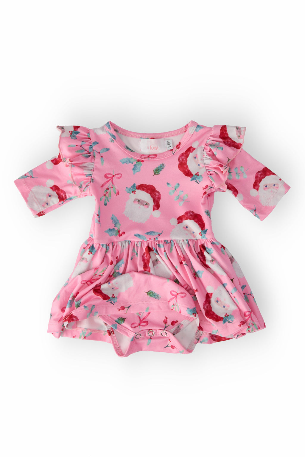 Jolly Old Saint Nick 3/4 Sleeve Flutter Twirl Bodysuit by Mila & Rose ®