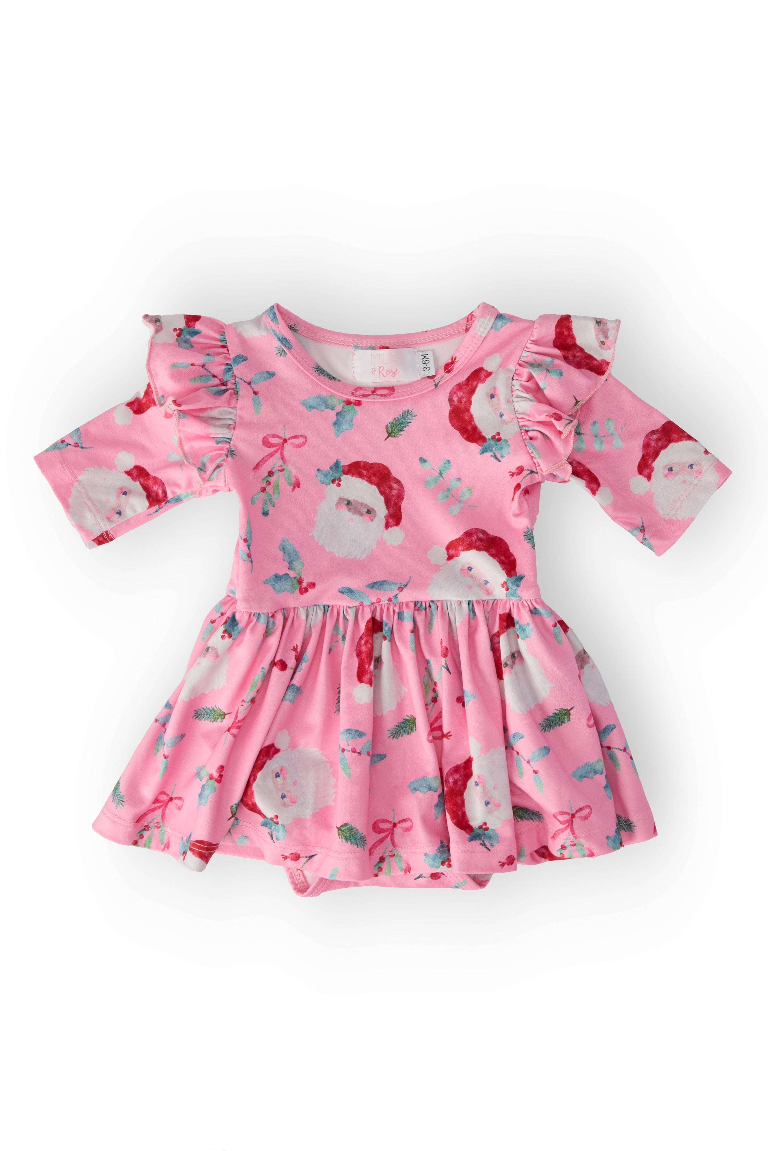 Jolly Old Saint Nick 3/4 Sleeve Flutter Twirl Bodysuit by Mila & Rose ®