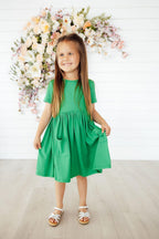 Kelly Green S/S Pocket Twirl Dress by Mila & Rose ®