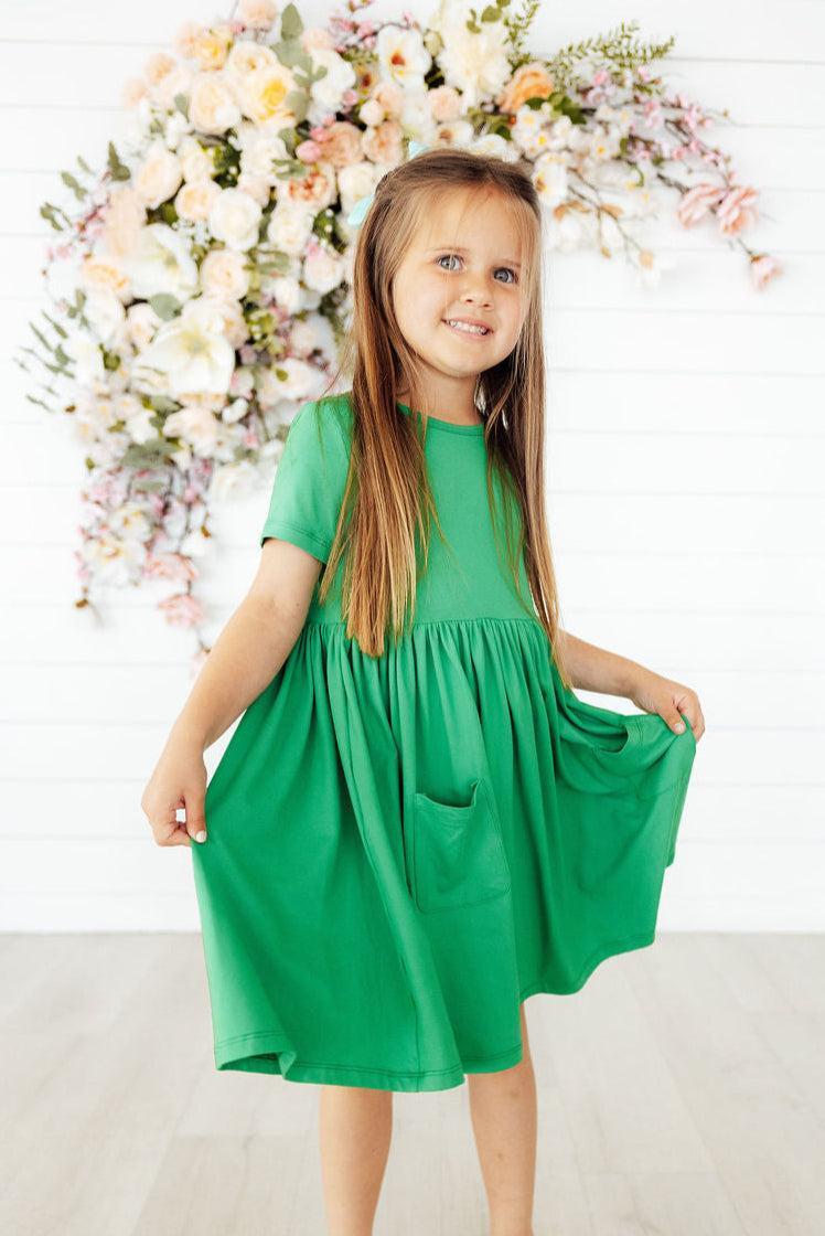 Kelly Green S/S Pocket Twirl Dress by Mila & Rose ®