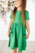 Kelly Green S/S Pocket Twirl Dress by Mila & Rose ®