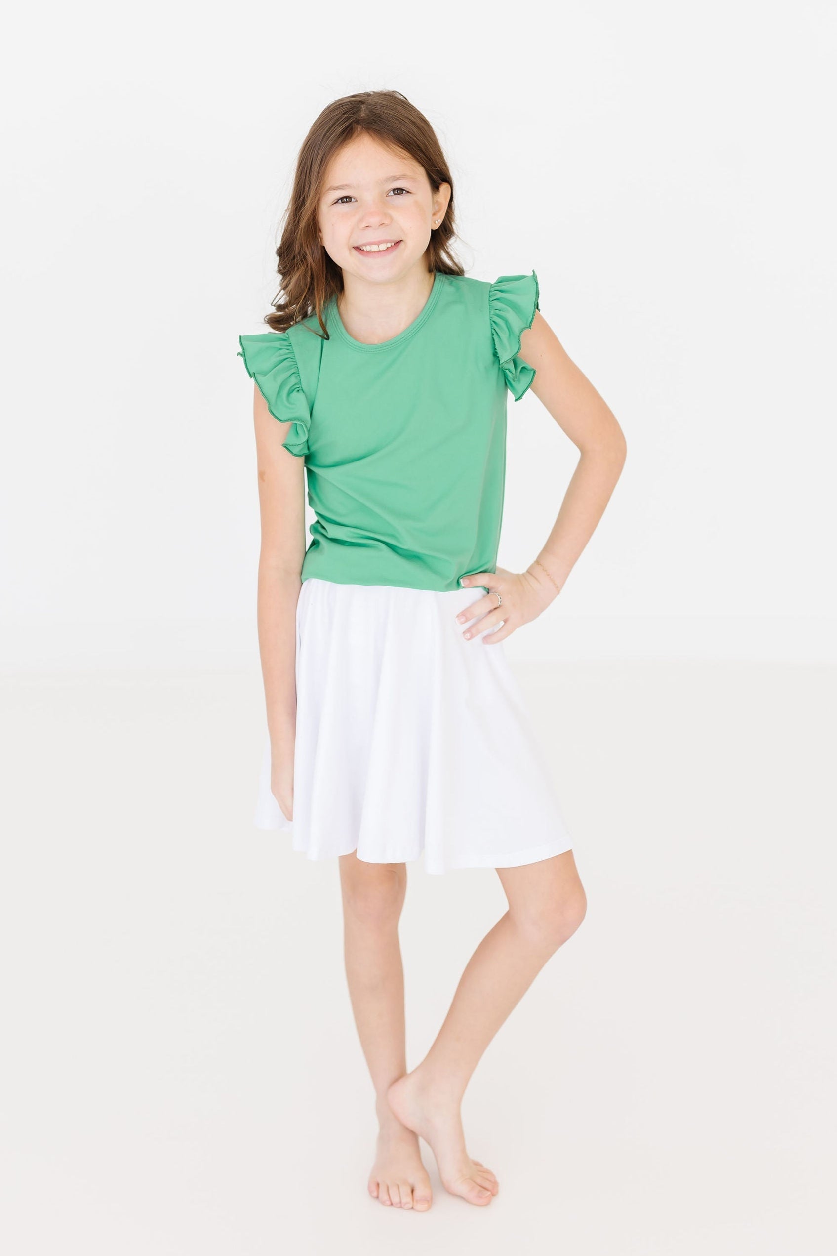 Kelly Green S/S Ruffle Tee by Mila & Rose ®