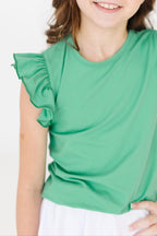 Kelly Green S/S Ruffle Tee by Mila & Rose ®