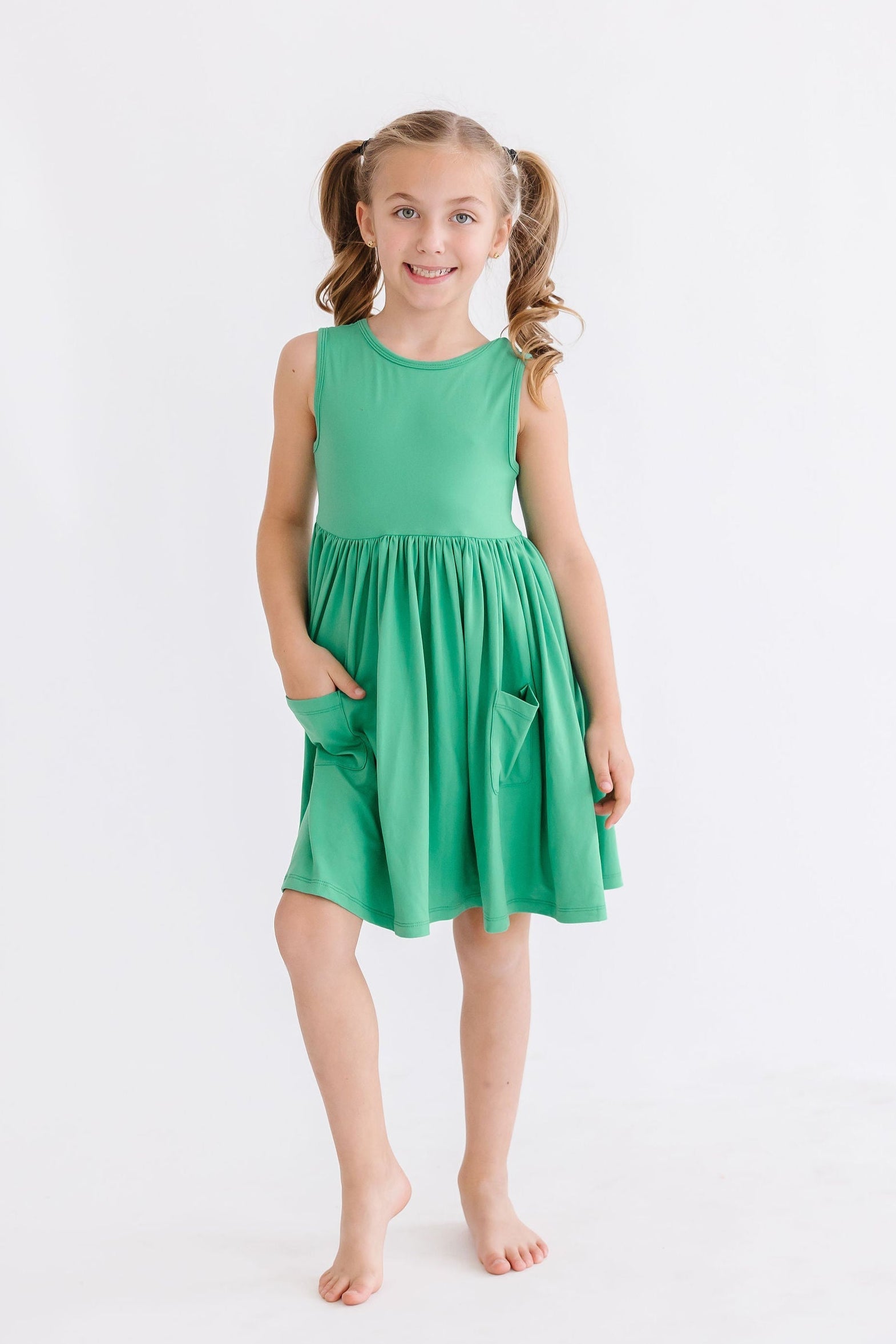 Kelly Green Tank Pocket Twirl Dress by Mila & Rose ®