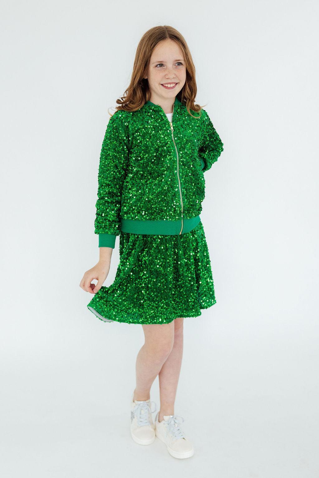 Kelly Green Velvet Sequin Jacket by Mila & Rose ®