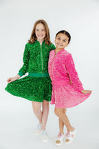 Kelly Green Velvet Sequin Twirl Skort by Mila & Rose ®