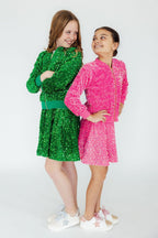 Kelly Green Velvet Sequin Twirl Skort by Mila & Rose ®