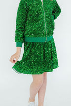 Kelly Green Velvet Sequin Twirl Skort by Mila & Rose ®
