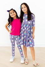 Kitties in the Clouds 3/4 Sleeve Pocket Twirl Dress by Mila & Rose ®