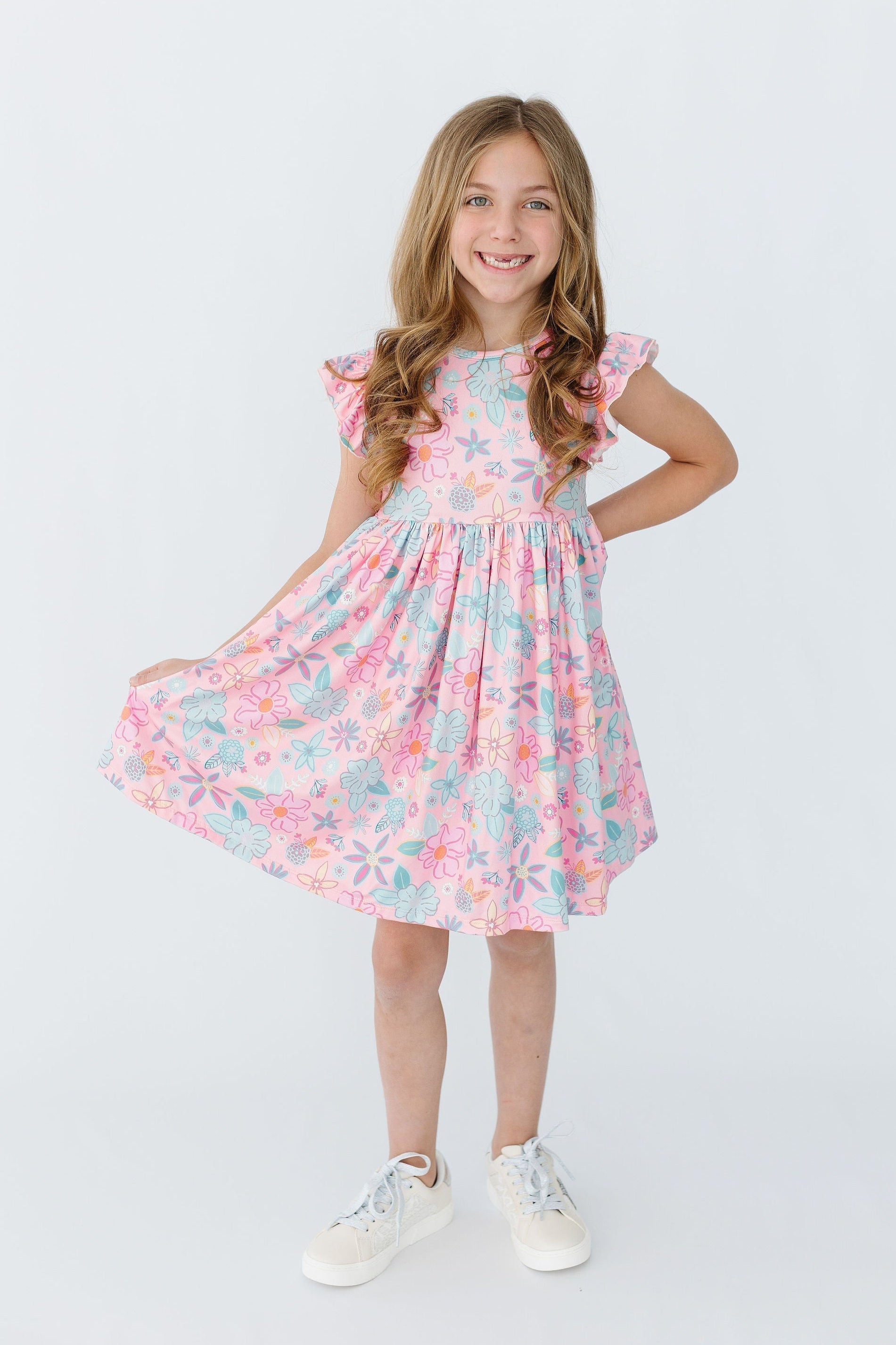 Beachy Blooms Flutter Sleeve Twirl Dress by Mila & Rose ®