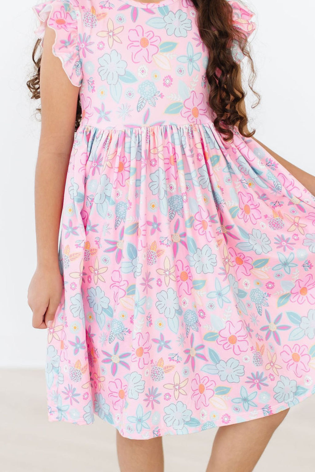 Beachy Blooms Flutter Sleeve Twirl Dress by Mila & Rose ®