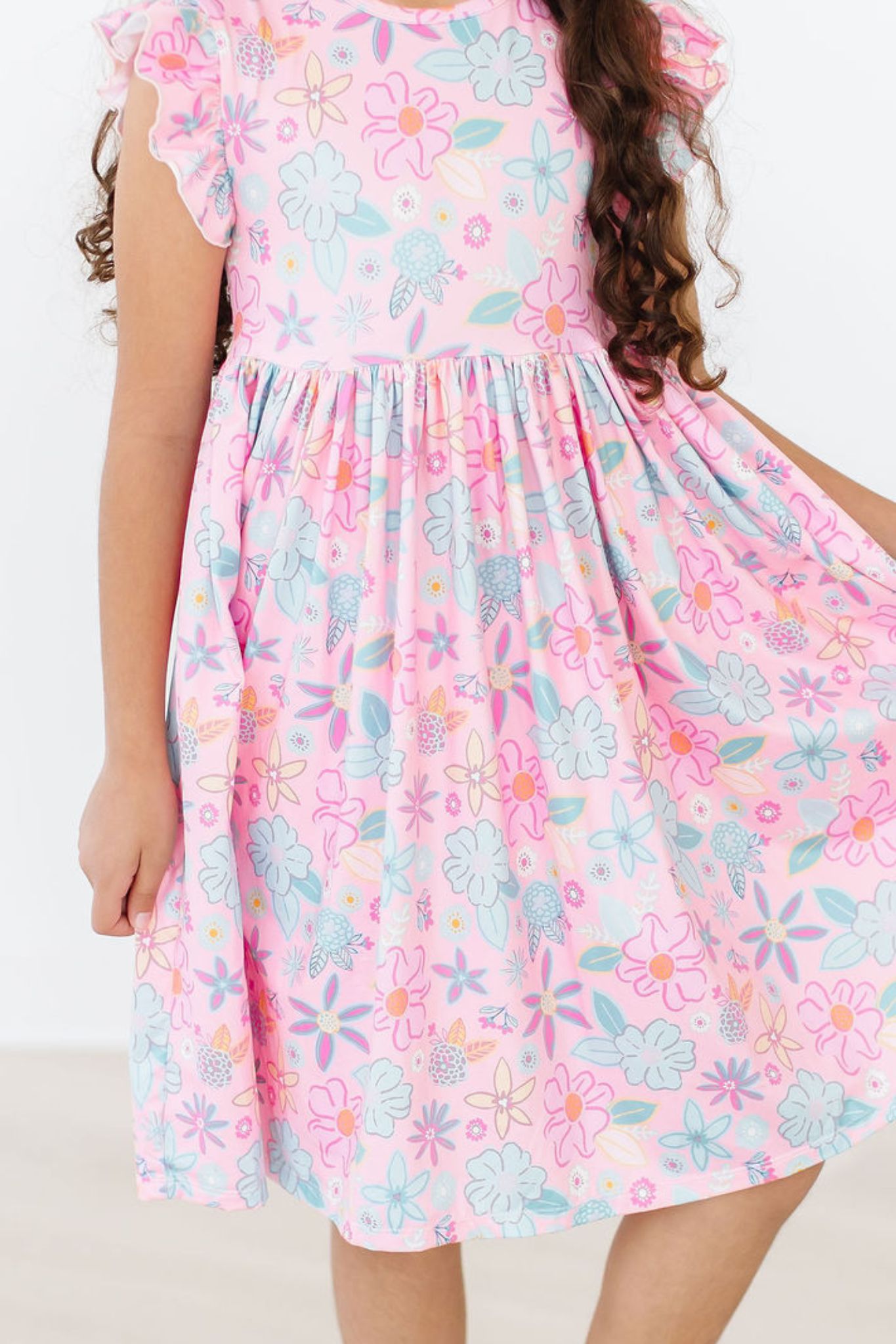 Beachy Blooms Flutter Sleeve Twirl Dress by Mila & Rose ®