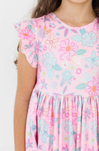 Beachy Blooms Flutter Sleeve Twirl Dress by Mila & Rose ®