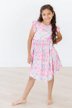 Beachy Blooms Flutter Sleeve Twirl Dress by Mila & Rose ®