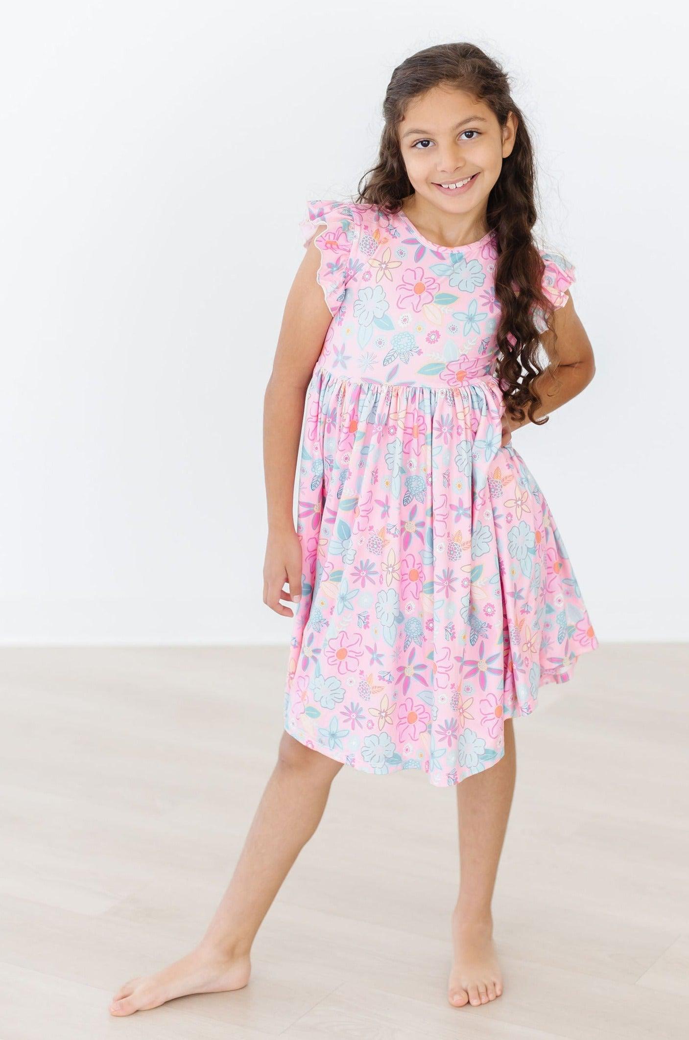 Beachy Blooms Flutter Sleeve Twirl Dress by Mila & Rose ®