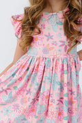 Beachy Blooms Flutter Sleeve Twirl Dress by Mila & Rose ®