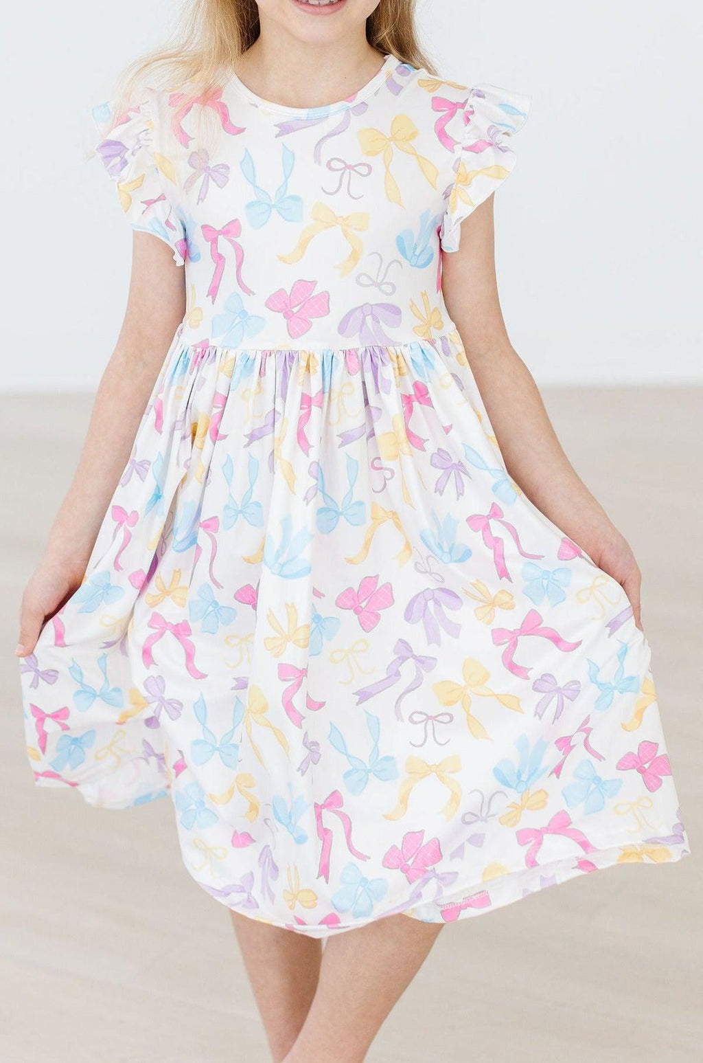 Bow-tastic Flutter Sleeve Twirl Dress by Mila & Rose ®