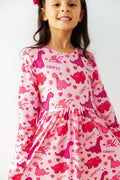Dino Kisses L/S Pocket Twirl Dress by Mila & Rose ®