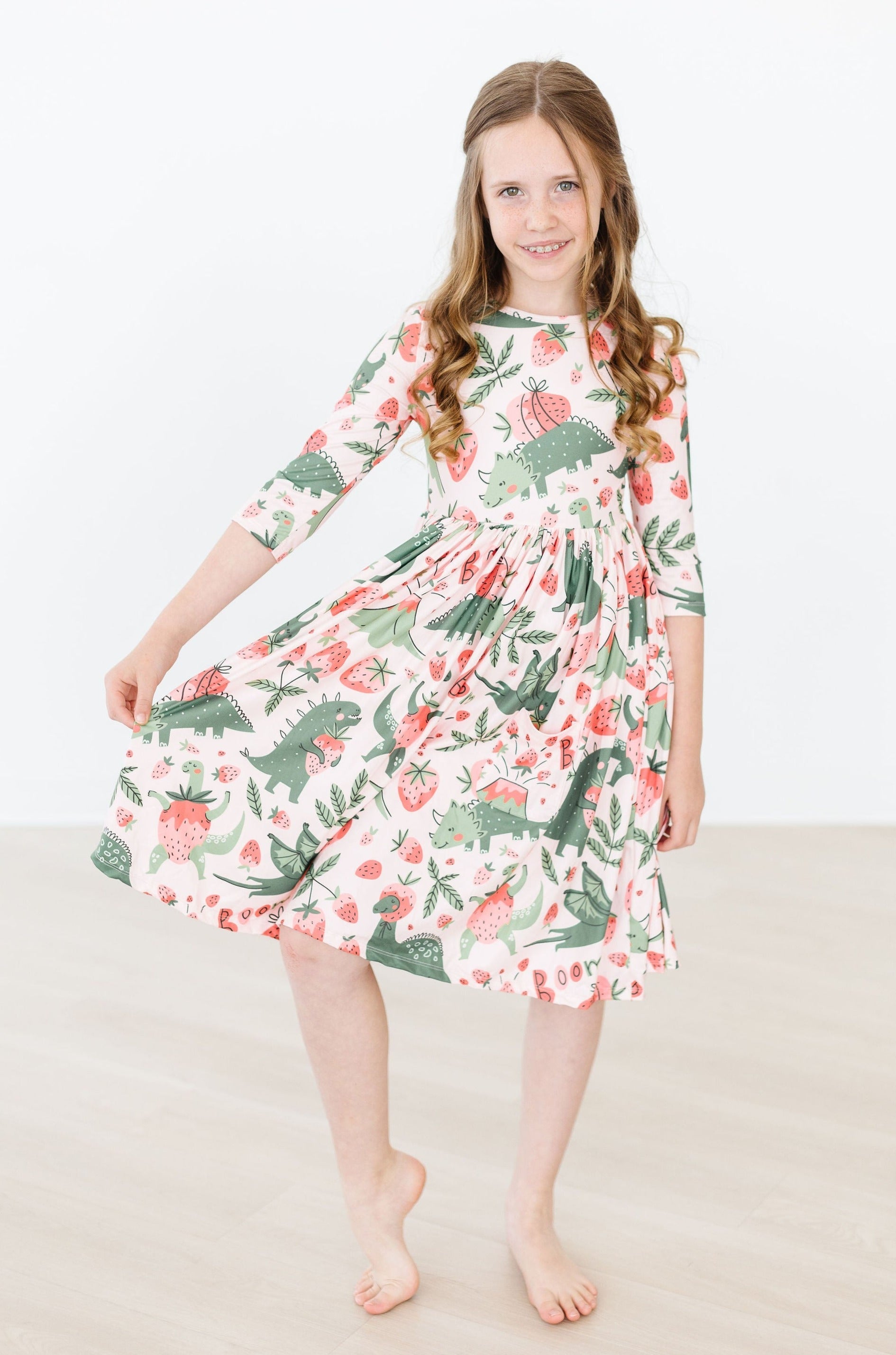 Hear Me Roar 3/4 Sleeve Pocket Twirl Dress by Mila & Rose ®