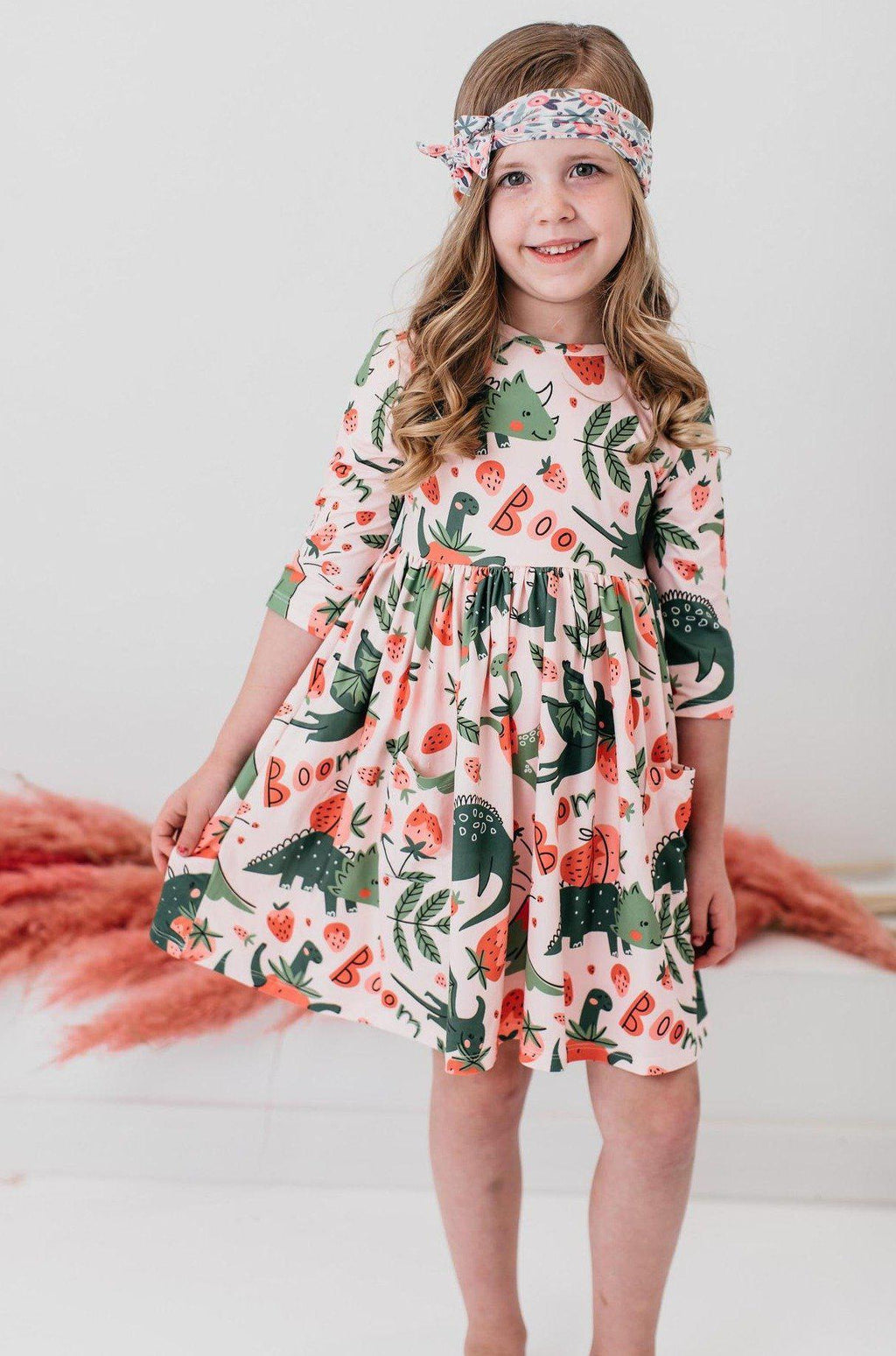 Hear Me Roar 3/4 Sleeve Pocket Twirl Dress by Mila & Rose ®