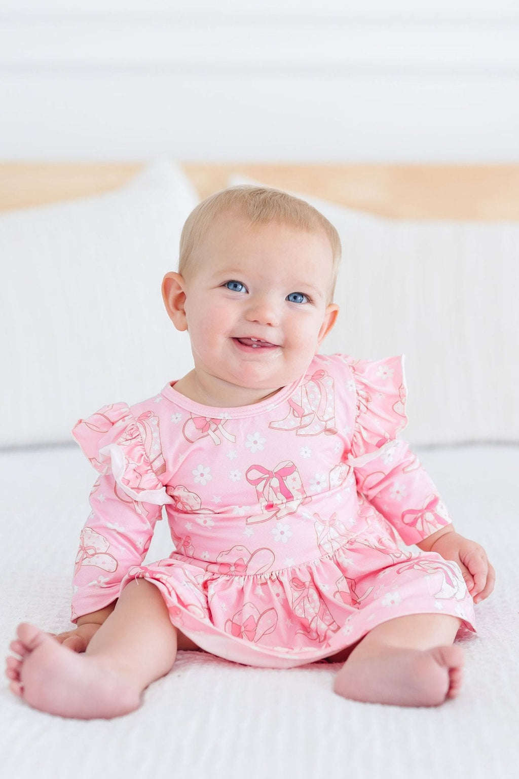 Howdy 3/4 Sleeve Flutter Twirl Bodysuit by Mila & Rose ®