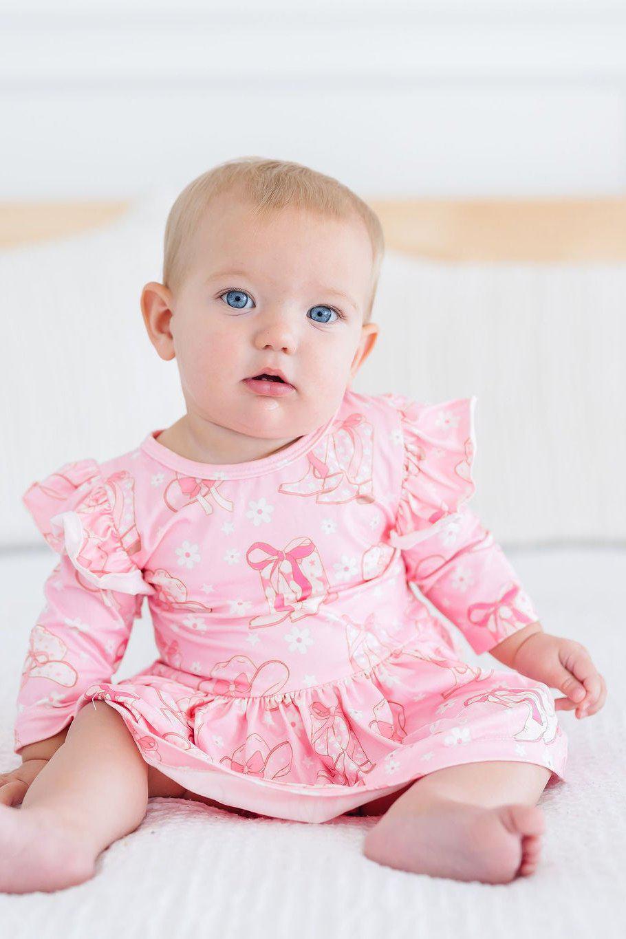 Howdy 3/4 Sleeve Flutter Twirl Bodysuit by Mila & Rose ®