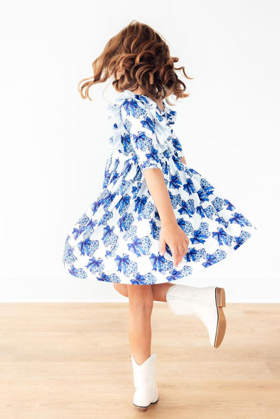 Lone Star 3/4 Sleeve Ruffle Twirl Dress by Mila & Rose ®