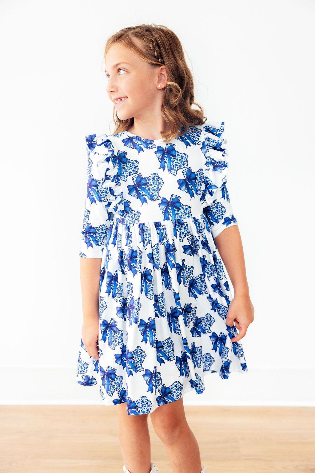 Lone Star 3/4 Sleeve Ruffle Twirl Dress by Mila & Rose ®