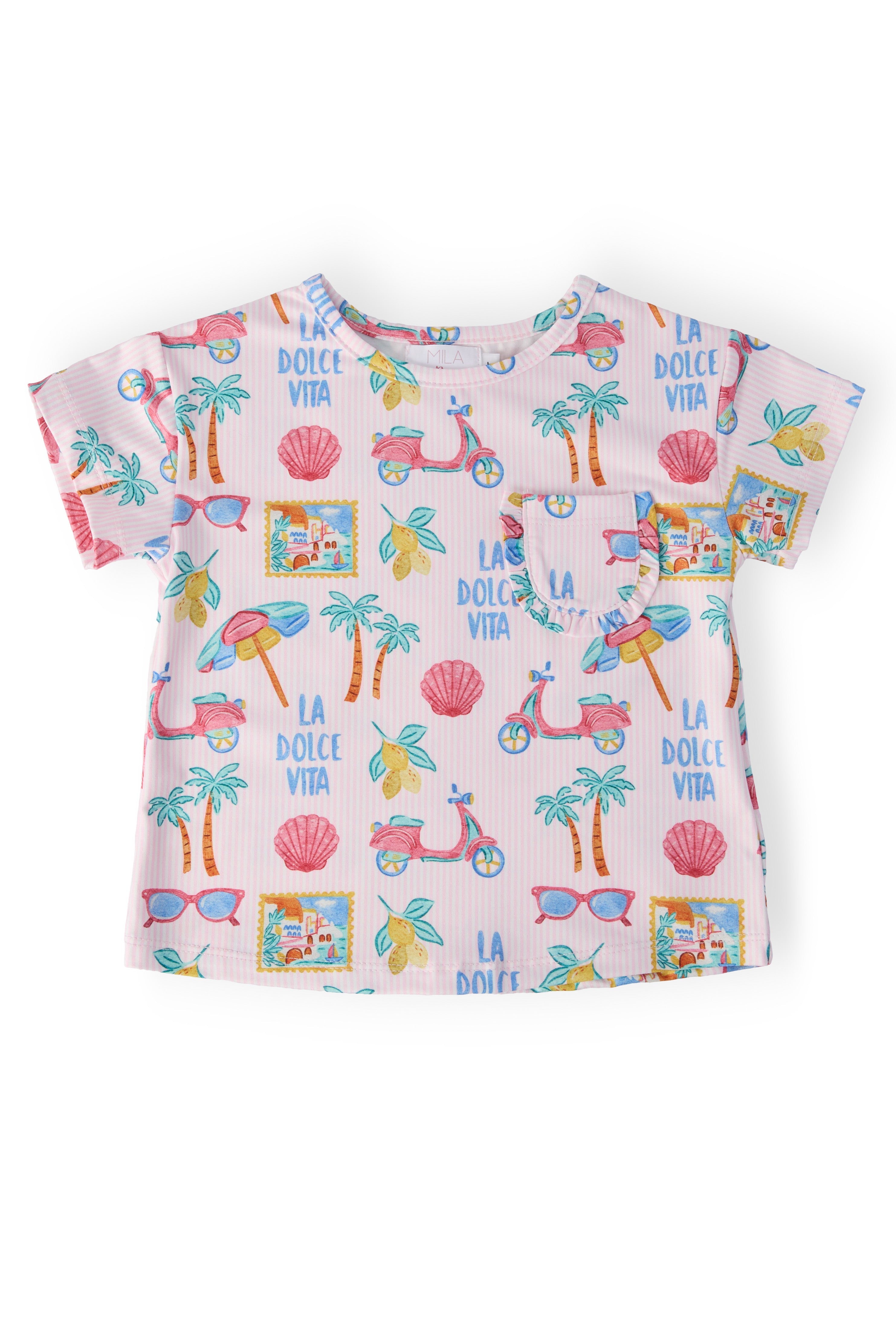 La Dolce Vita Ruffle Pocket Tee by Mila & Rose ®