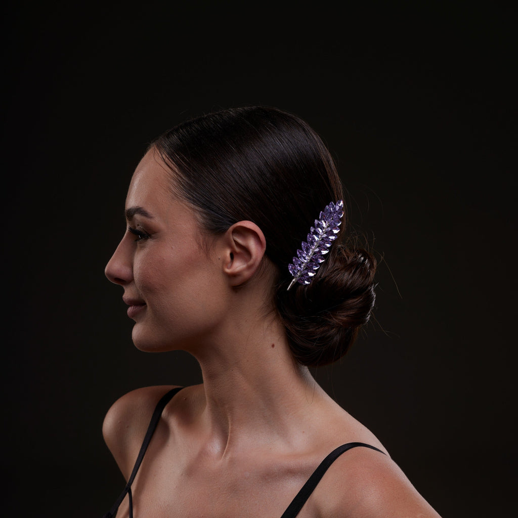 Elegant Lavander Crystal 2-Piece Hair Comb Set by Bridal Port