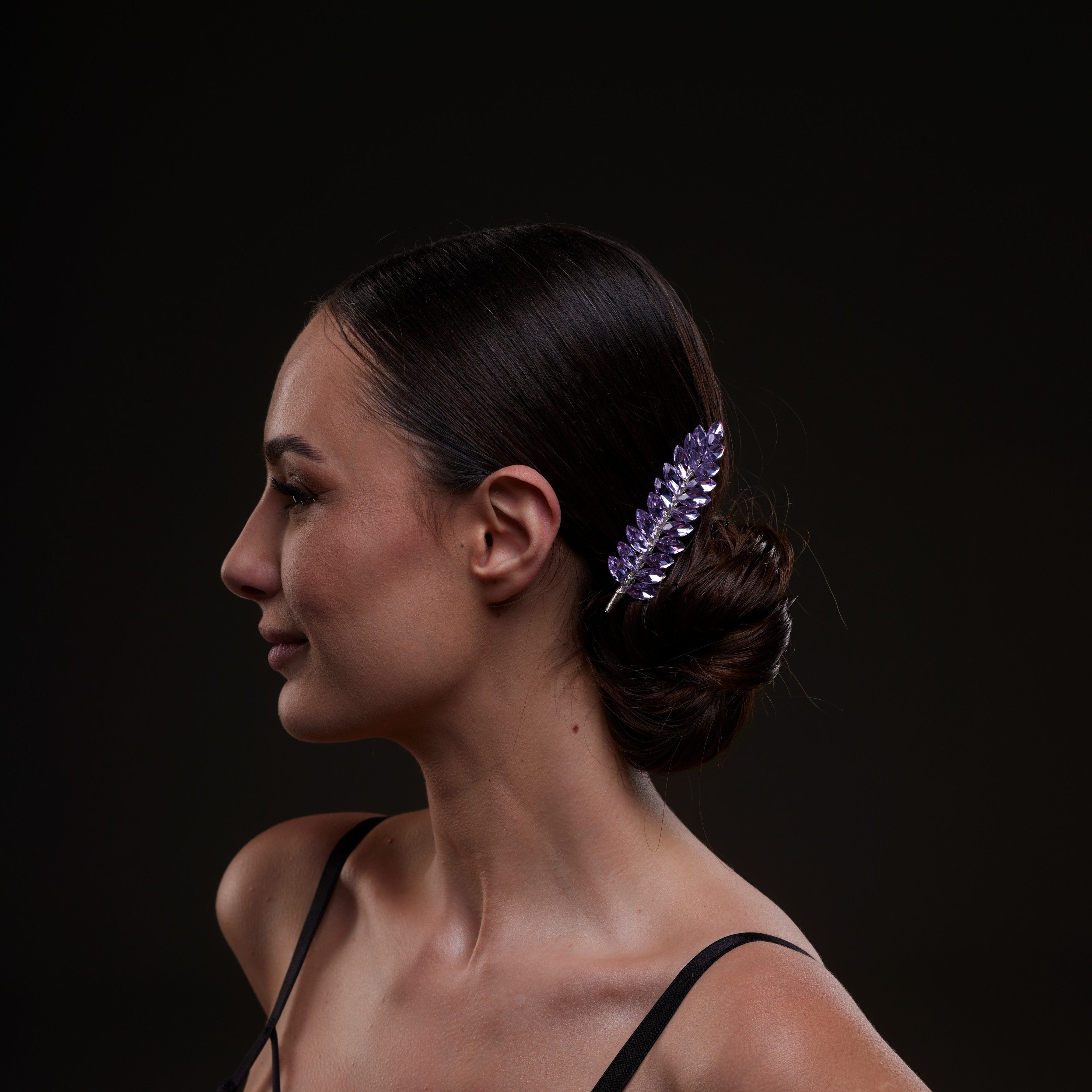Elegant Lavander Crystal 2-Piece Hair Comb Set by Bridal Port