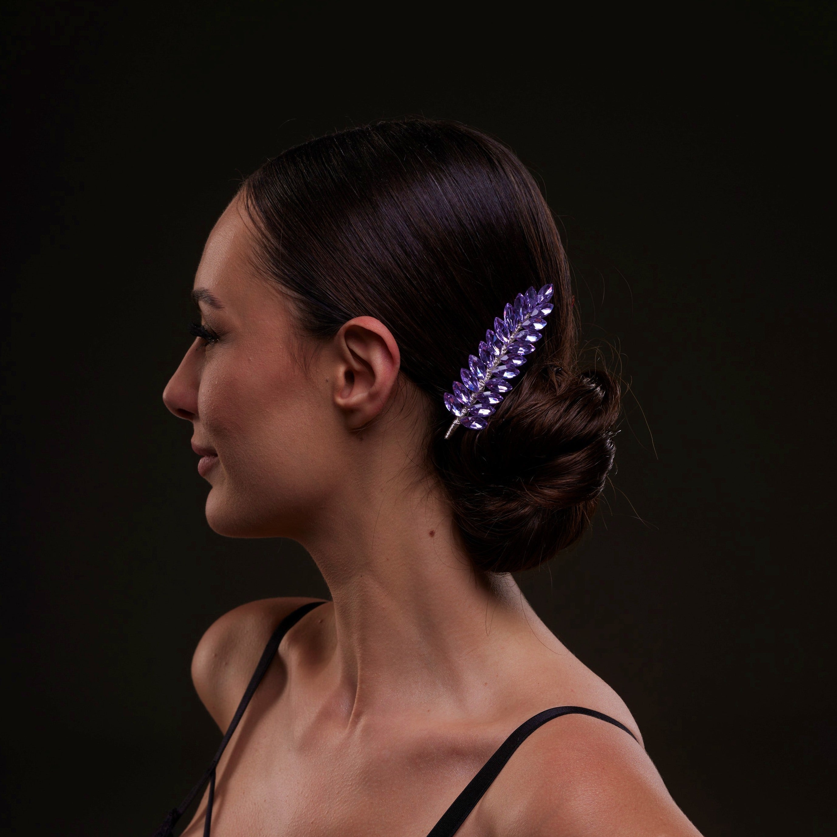 Elegant Lavander Crystal 2-Piece Hair Comb Set by Bridal Port