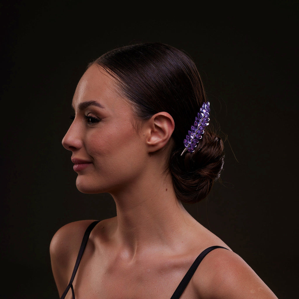 Elegant Lavander Crystal 2-Piece Hair Comb Set by Bridal Port