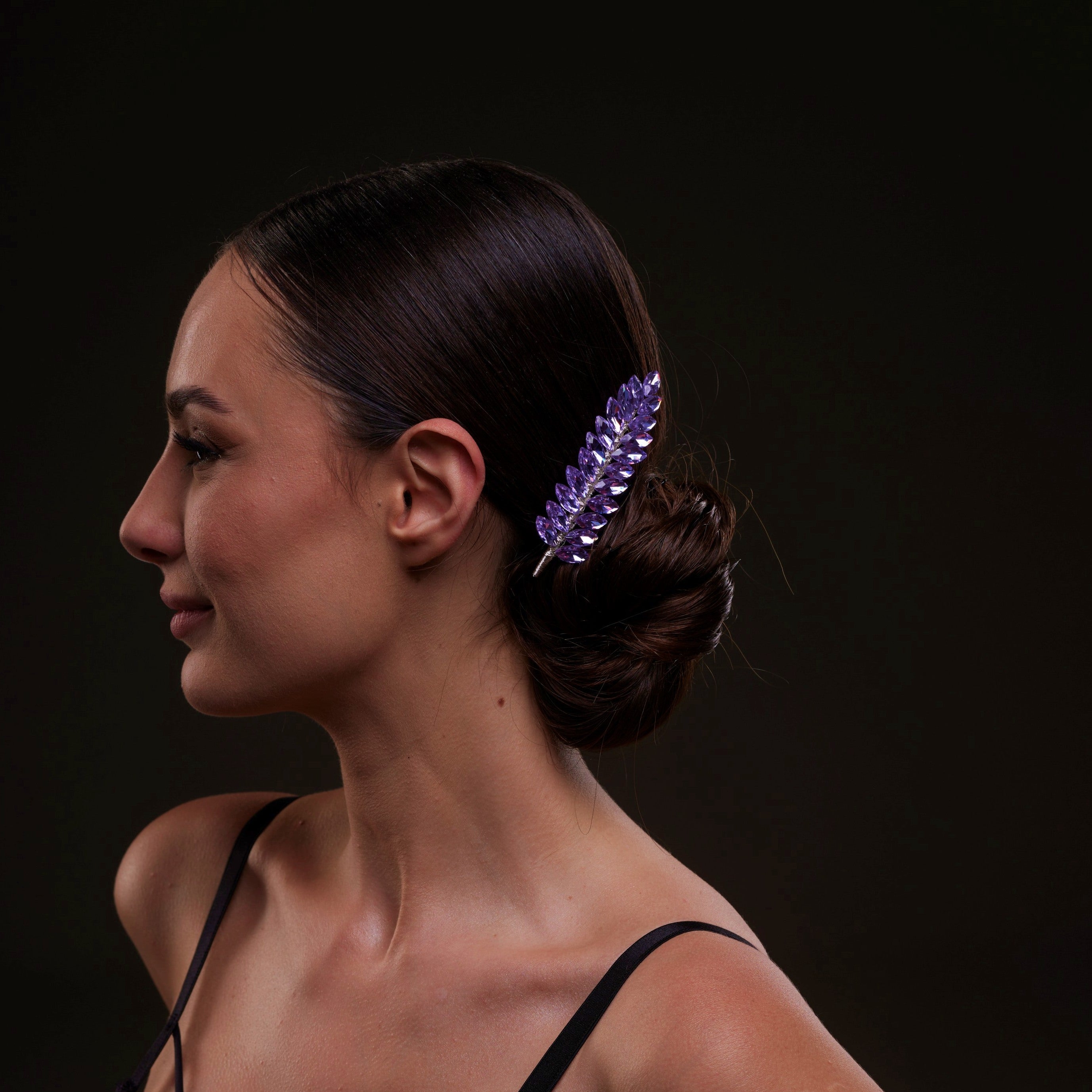 Elegant Lavander Crystal 2-Piece Hair Comb Set by Bridal Port