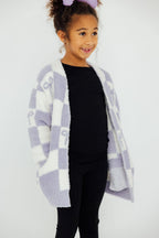 Lavender Checker Bow Cozy Cardigan by Mila & Rose ®