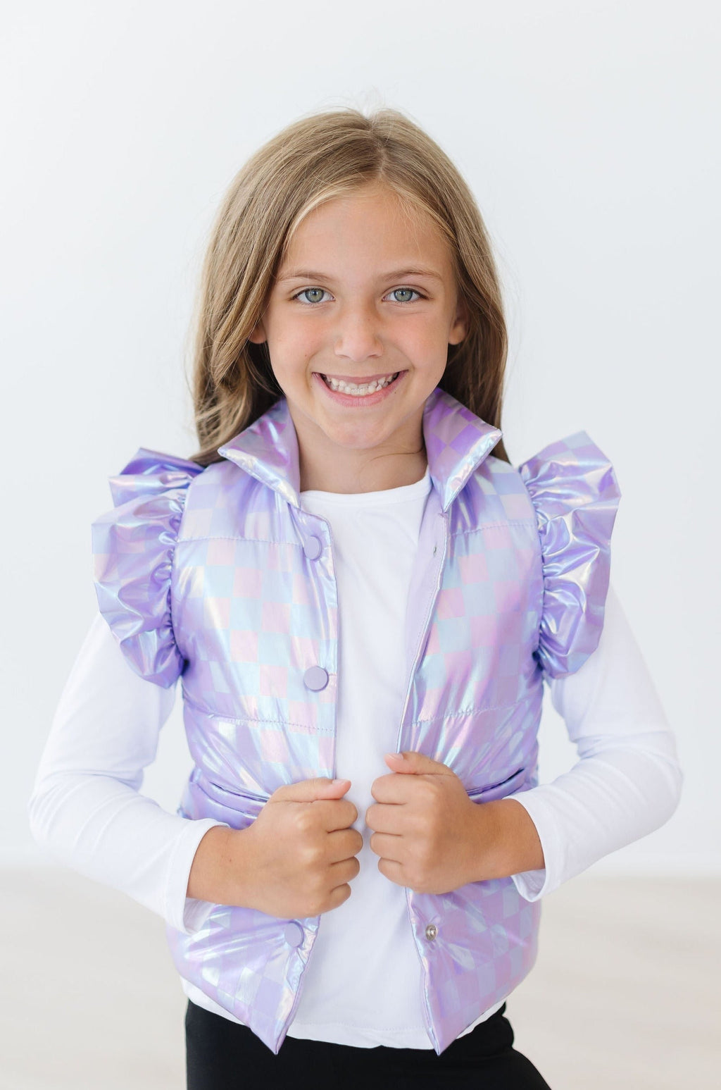 Lavender Haze Checker Puffer Vest by Mila & Rose ®