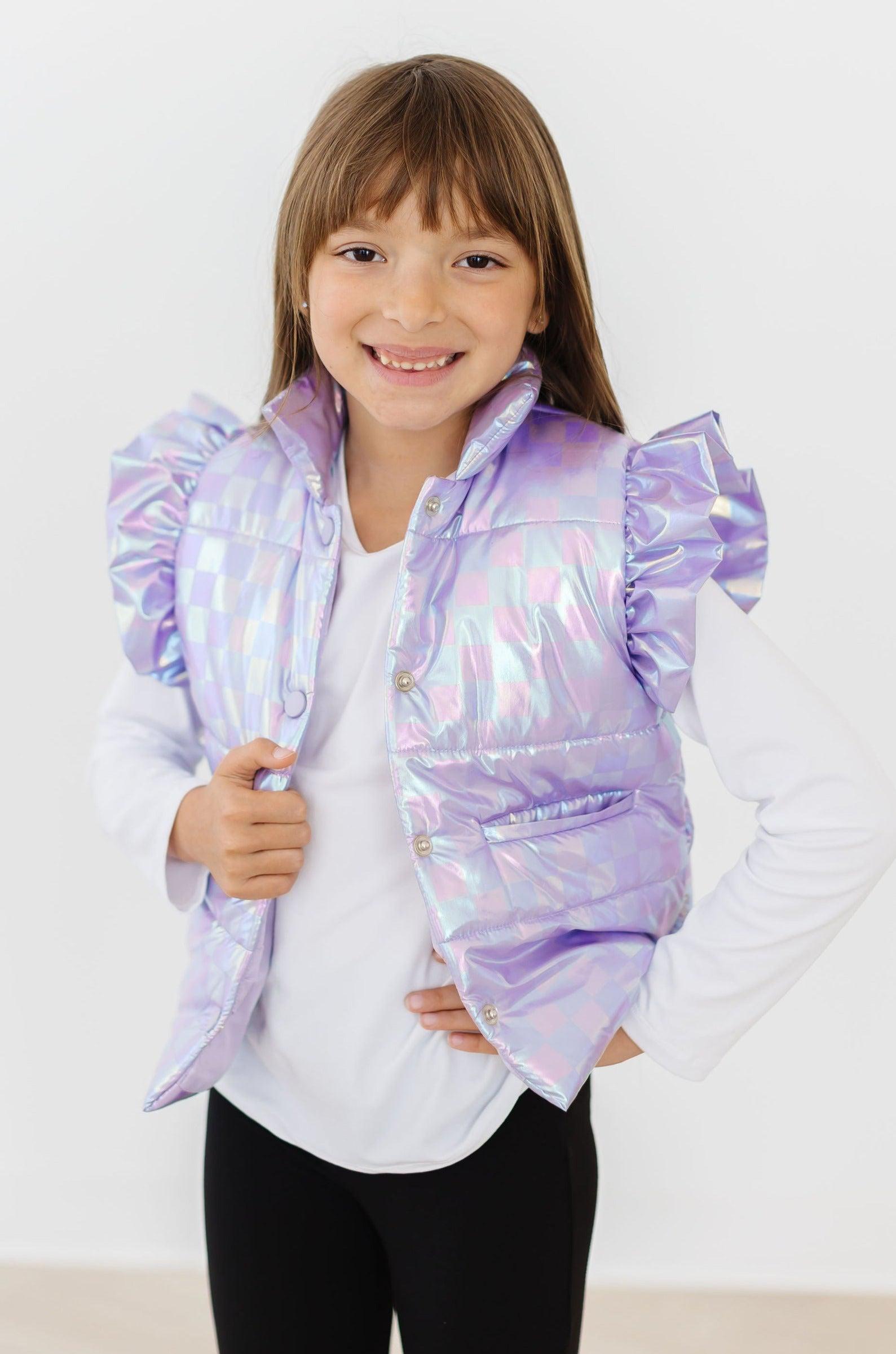 Lavender Haze Checker Puffer Vest by Mila & Rose ®