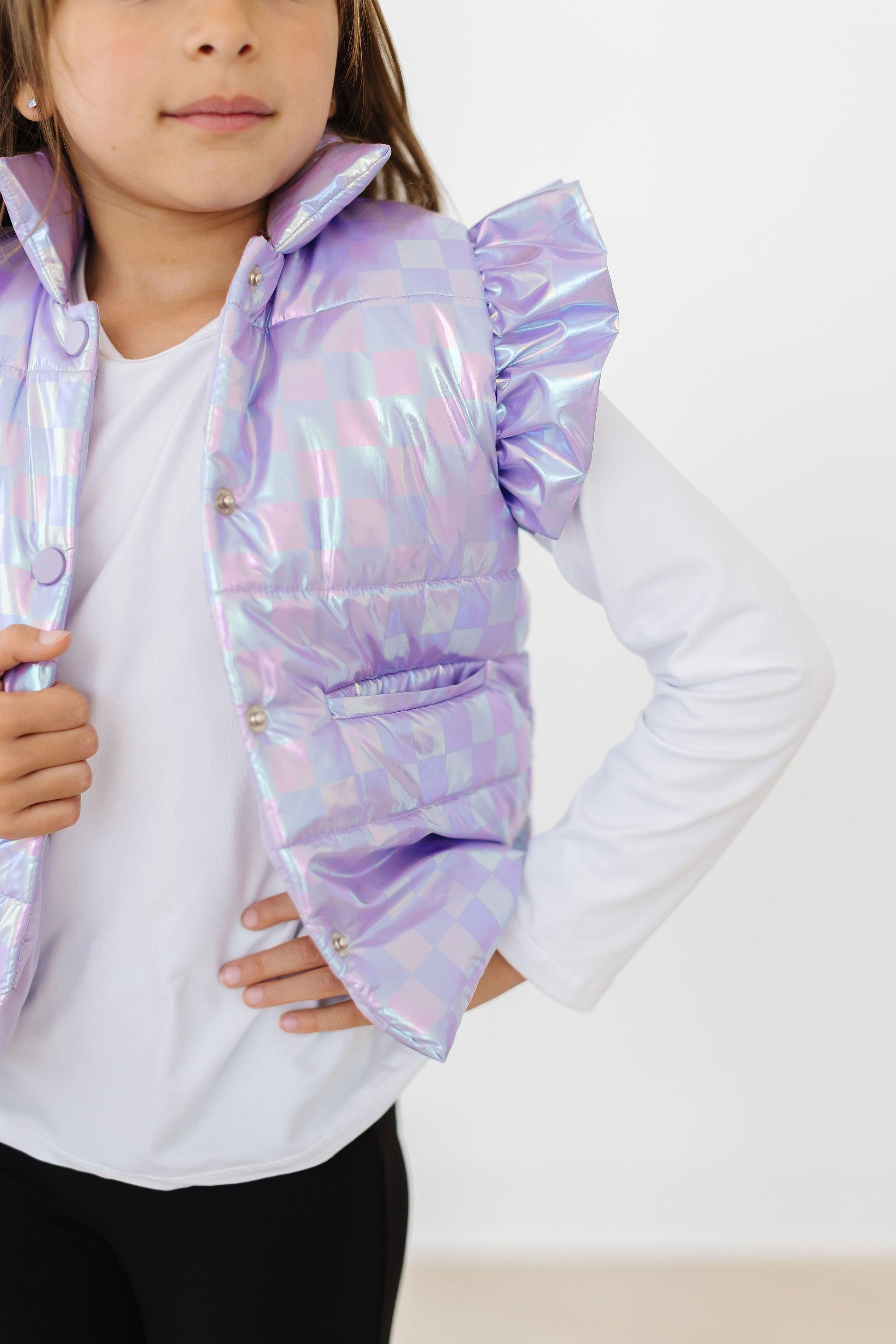 Lavender Haze Checker Puffer Vest by Mila & Rose ®