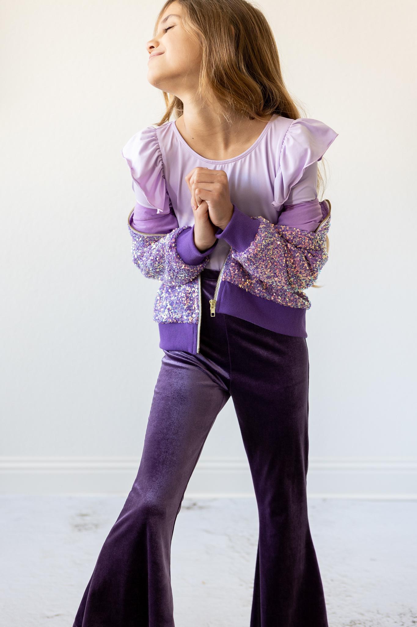 Lavender L/S Flutter Sleeve Leotard by Mila & Rose ®