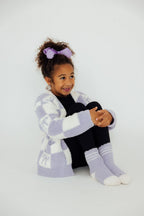 Lavender Checker Bow Cozy Cardigan by Mila & Rose ®
