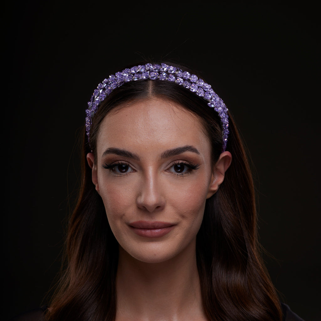 Lavender Crystal Beaded Hairband by Bridal Port