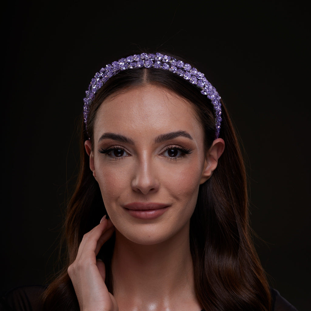 Lavender Crystal Beaded Hairband by Bridal Port