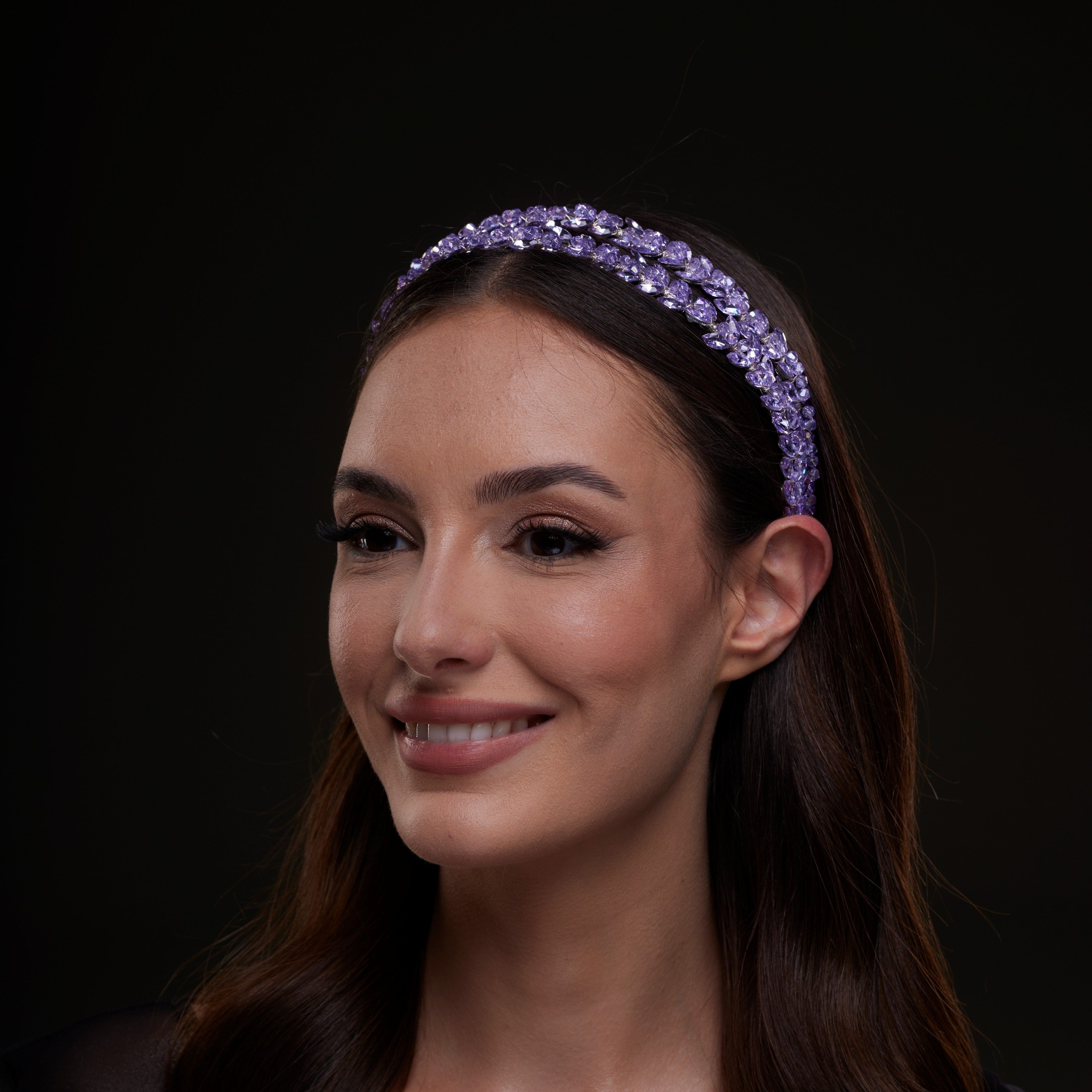 Lavender Crystal Beaded Hairband by Bridal Port